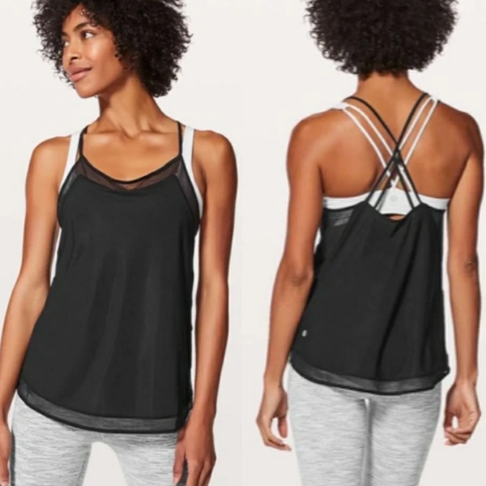Lululemon Black Mesh Strappy Tank